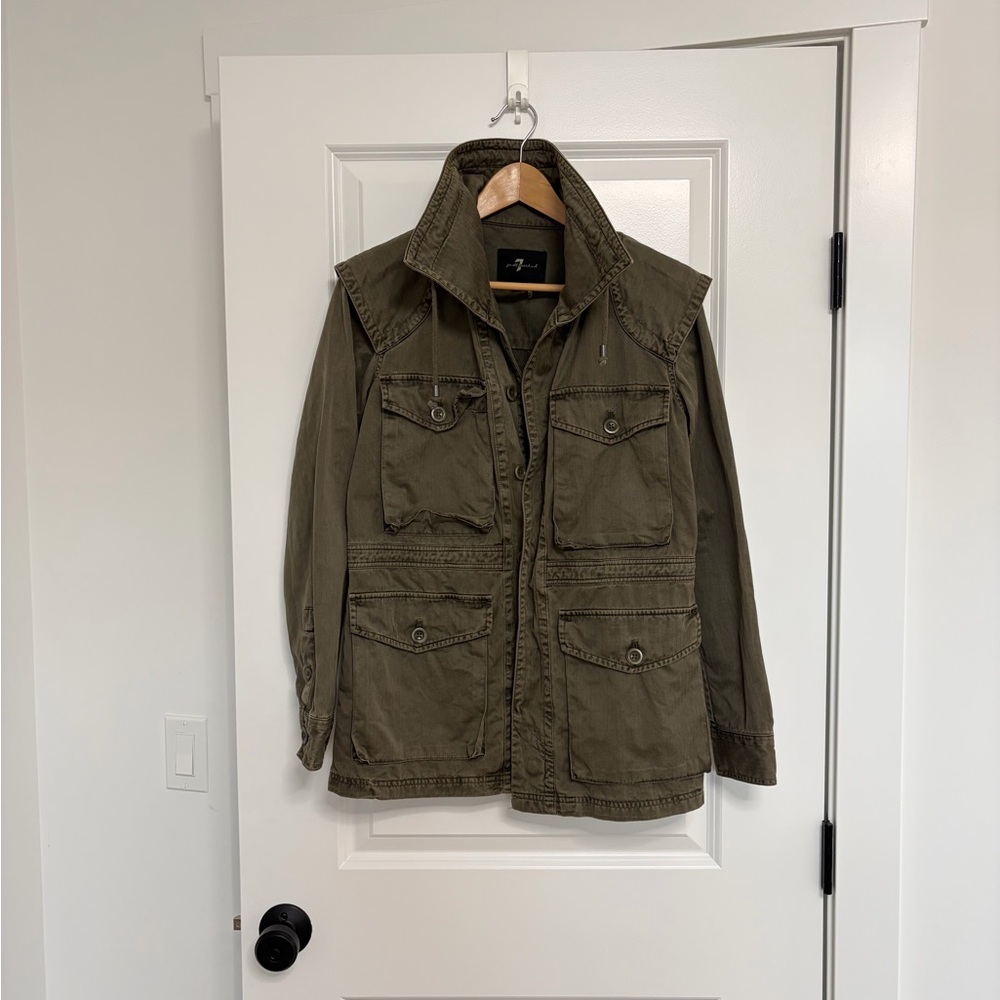 7 for all Mankind Cotton Utility Jacket - Dark Olive Green